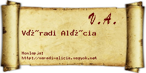 Váradi Alícia névjegykártya